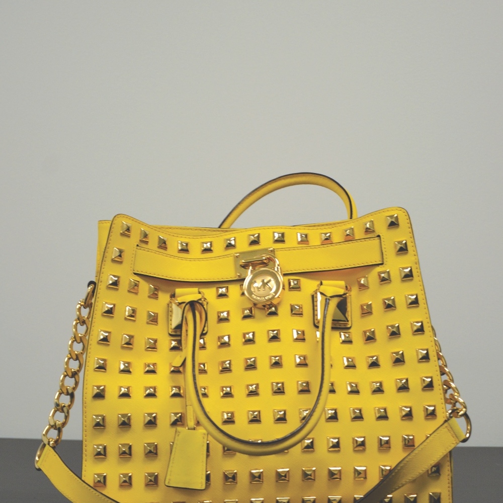 MK Large Yellow Studded Hamilton TOTE